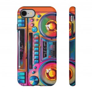 Retro Boombox Tough Phone Case — Colorful Vintage Music Design. cassette player
