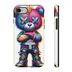 Cute Tough Teddy Phone Case — Colorful Streetwear Bear Protective iPhone Cover