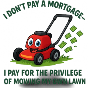 Embrace the joy of homeownership with This funny"lawm mowing." design