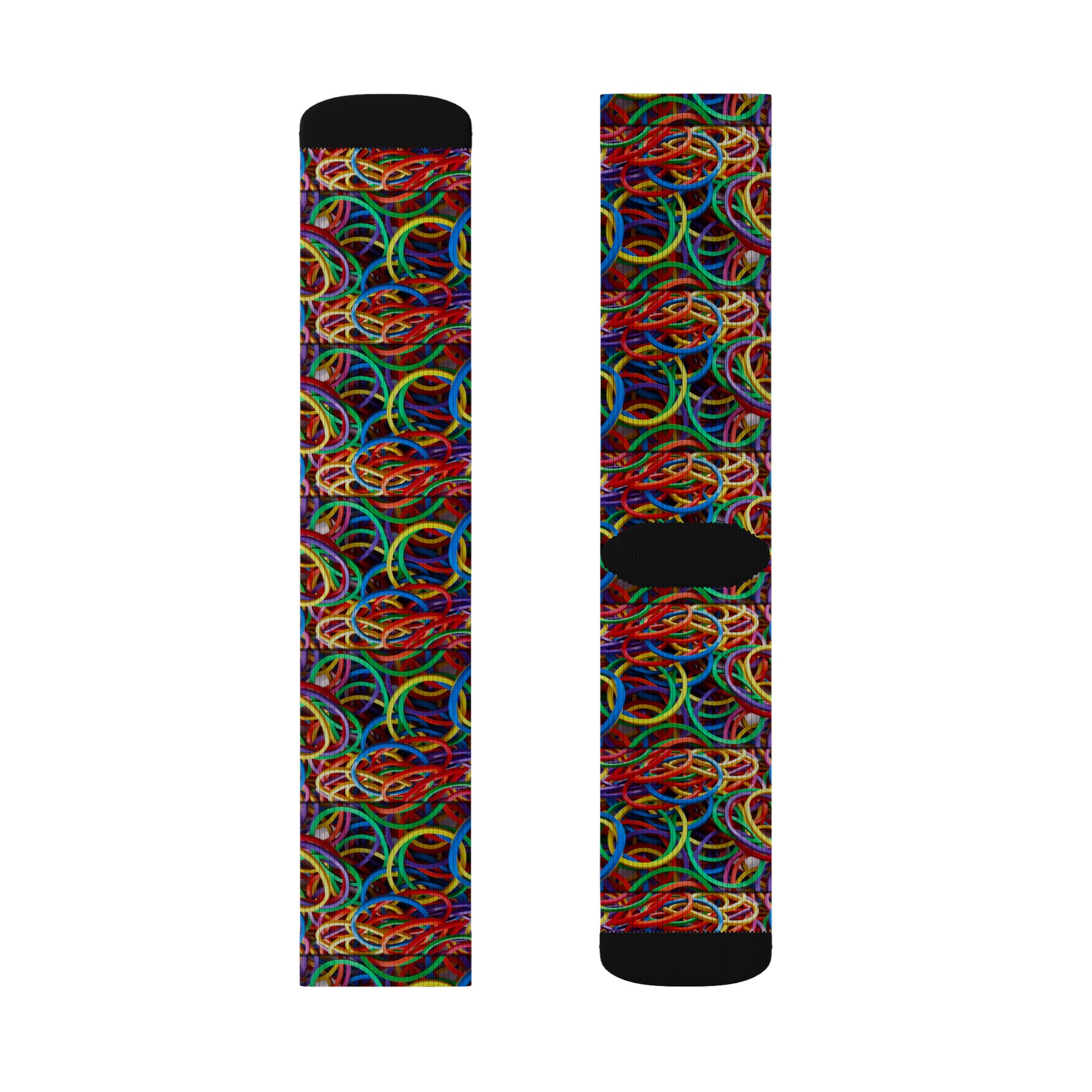 Neon Loop Crew Socks — Colorful Abstract Rainbow Sublimation Crew Socks (Fleece-Lined) - Image 3