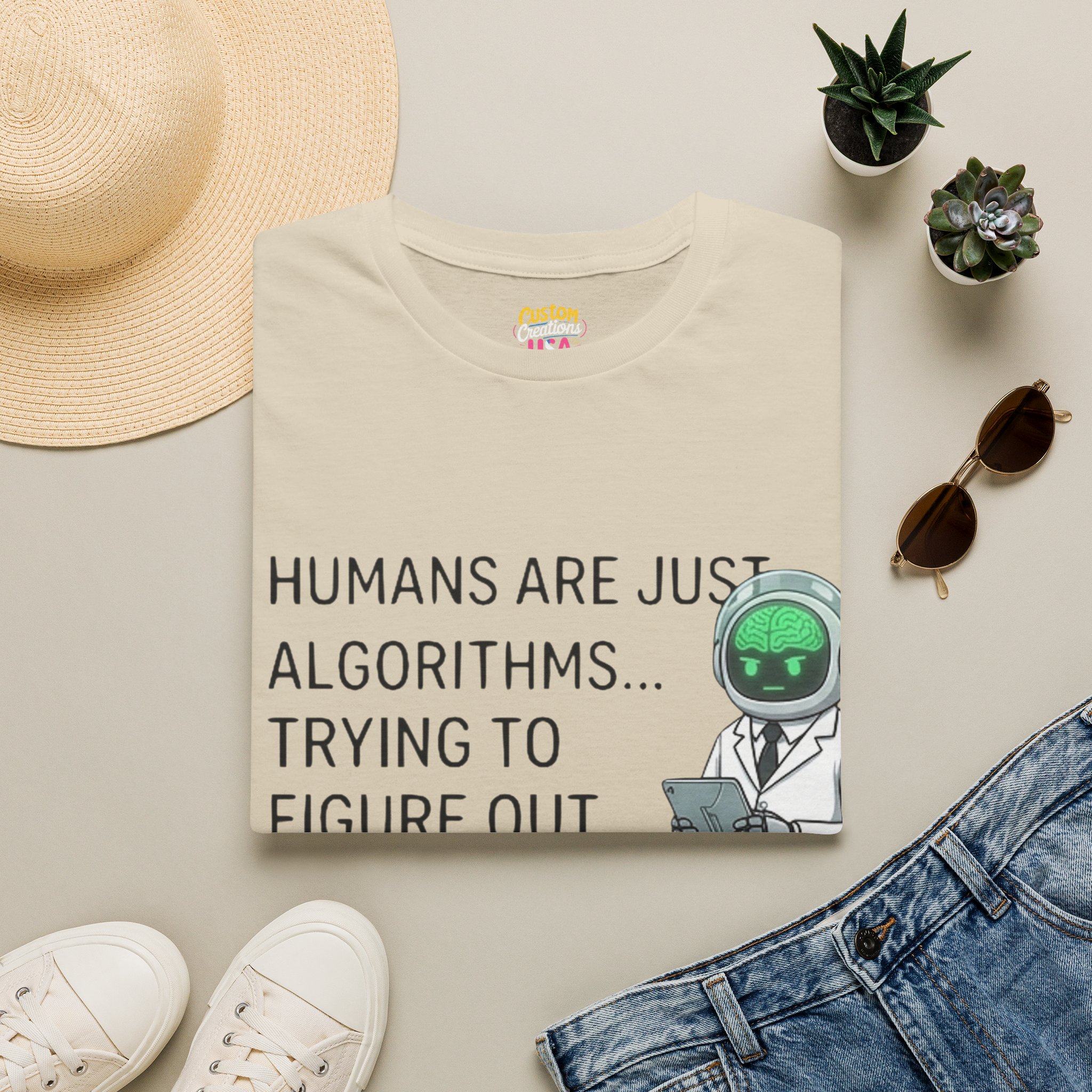 Humans Are Just Algorithms T-Shirt | Robot Scientist Graphic Tee - Image 2