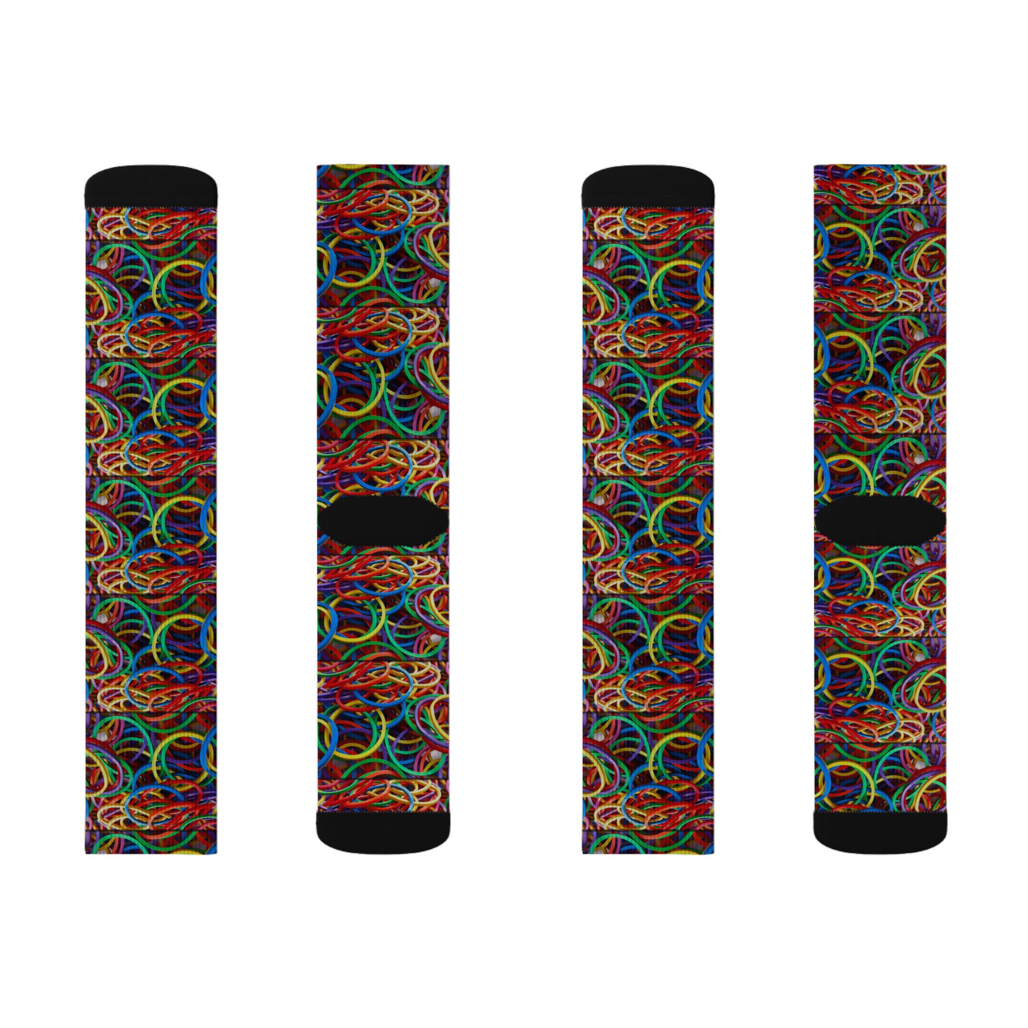 Neon Loop Crew Socks — Colorful Abstract Rainbow Sublimation Crew Socks (Fleece-Lined) - Image 2