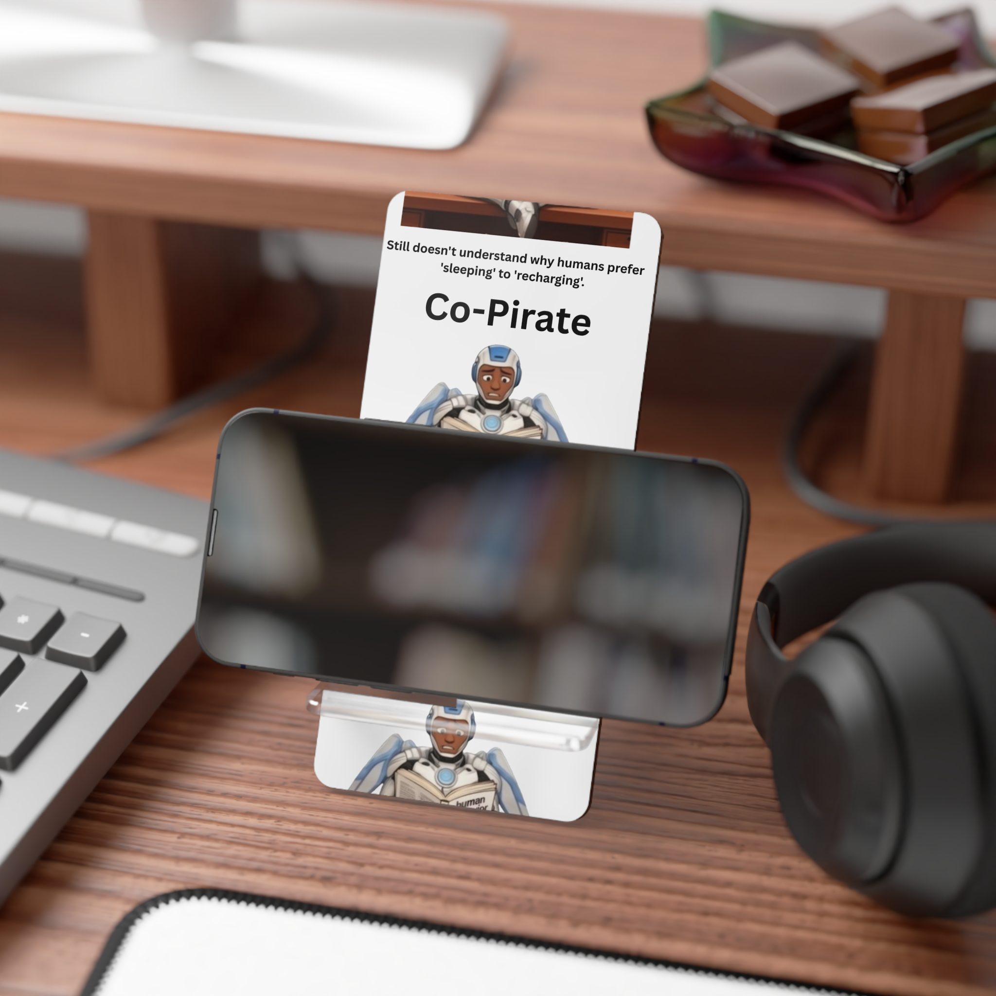 Exclusive AI Co-Pirate Phone Stand — Humorous Robot Reading Design Mobile Display Stand - Image 4