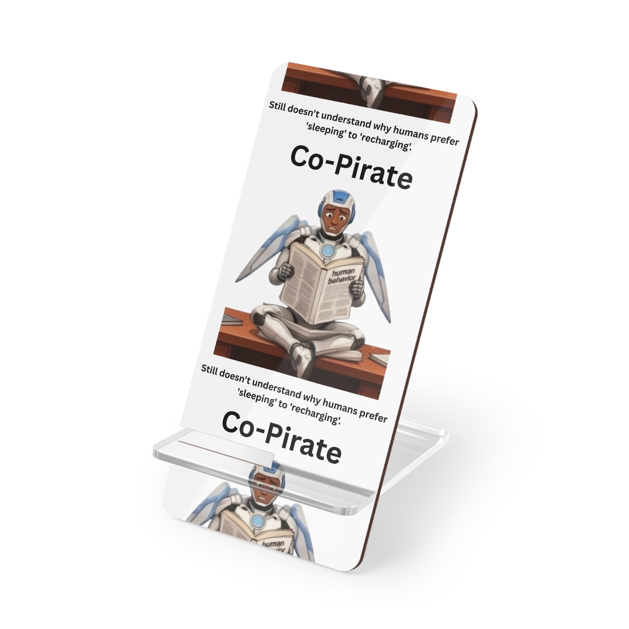 Exclusive AI Co-Pirate Phone Stand — Humorous Robot Reading Design Mobile Display Stand - Image 2