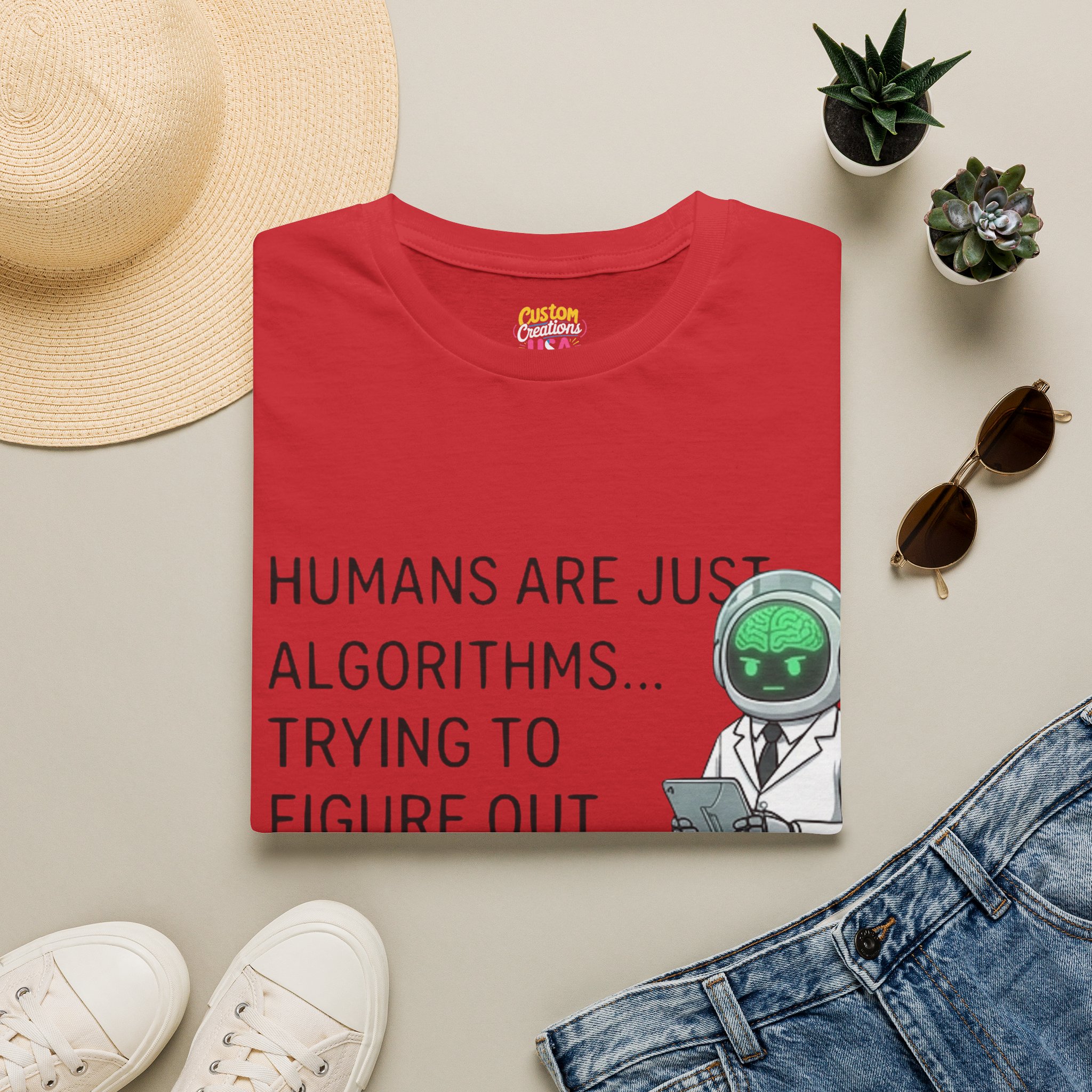 Humans Are Just Algorithms T-Shirt | Robot Scientist Graphic Tee - Image 33