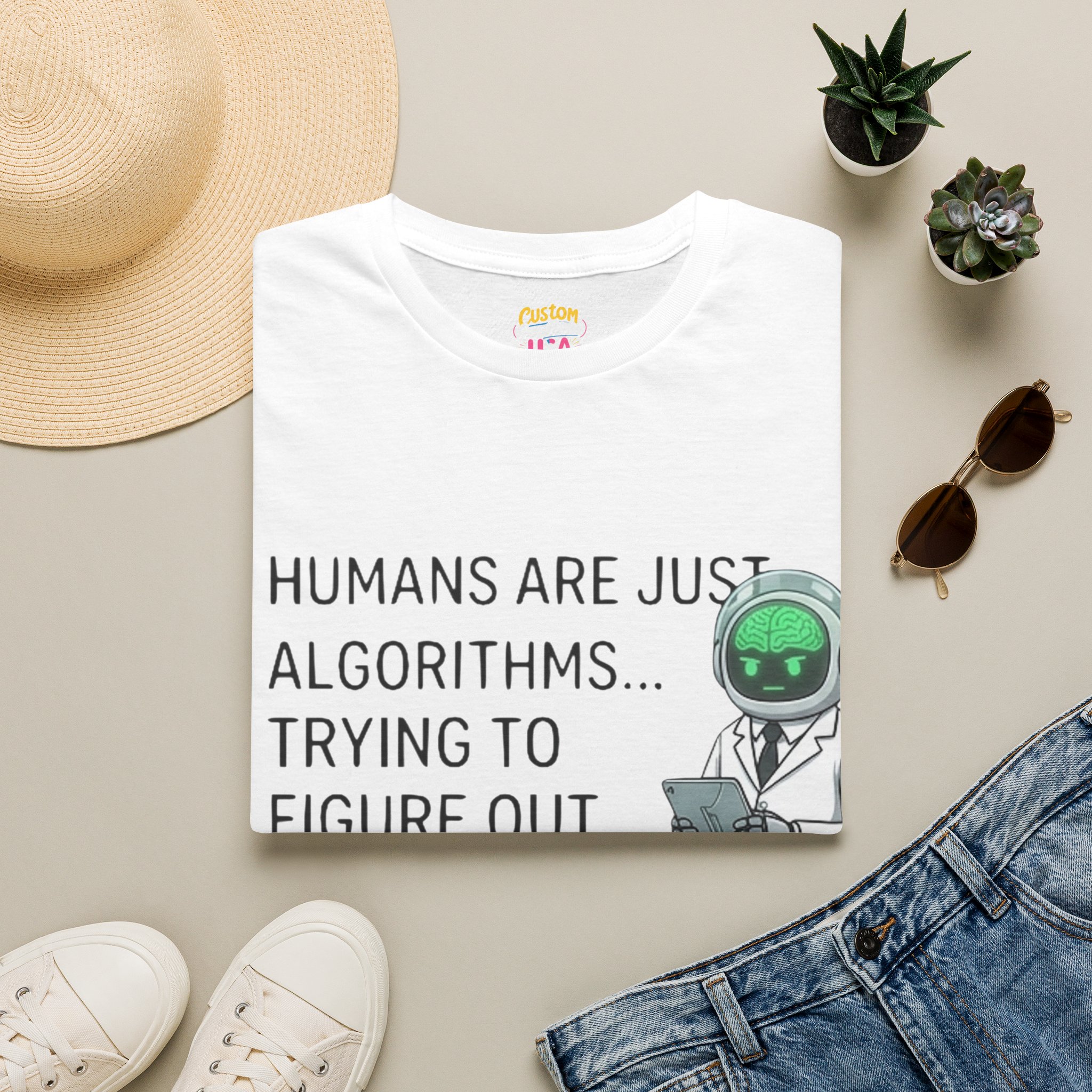 Humans Are Just Algorithms T-Shirt | Robot Scientist Graphic Tee - Image 5