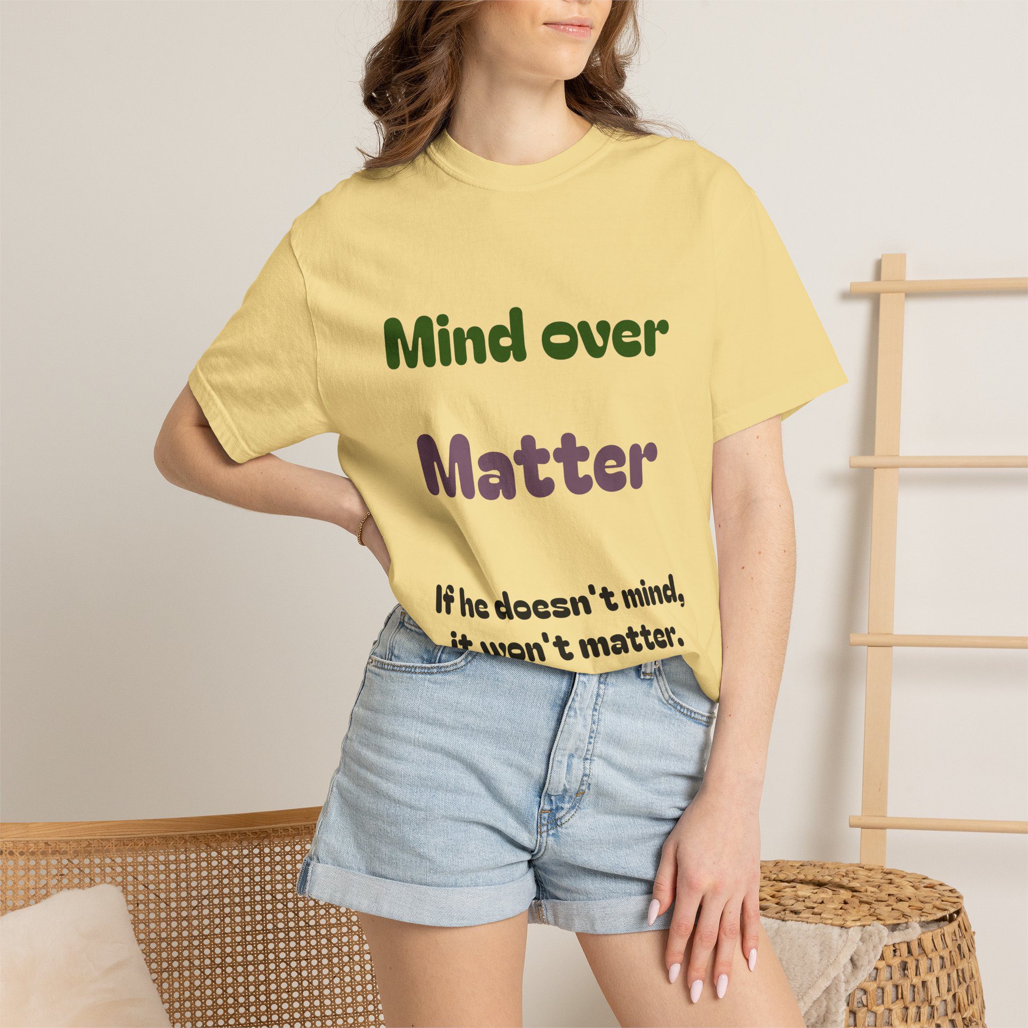 Comfort Colors Women Tee Funny Mind Over Matter Relationship Sarcastic Graphic Shirt - Image 34