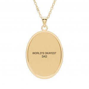 World's Okayest Dad Oval Pendant — Engraved Father’s Day Necklace