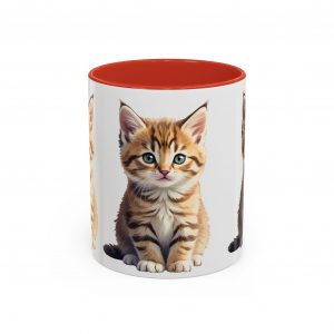 Tabby Kitten Illustration Mug | Accent Coffee Mug 11oz 15oz