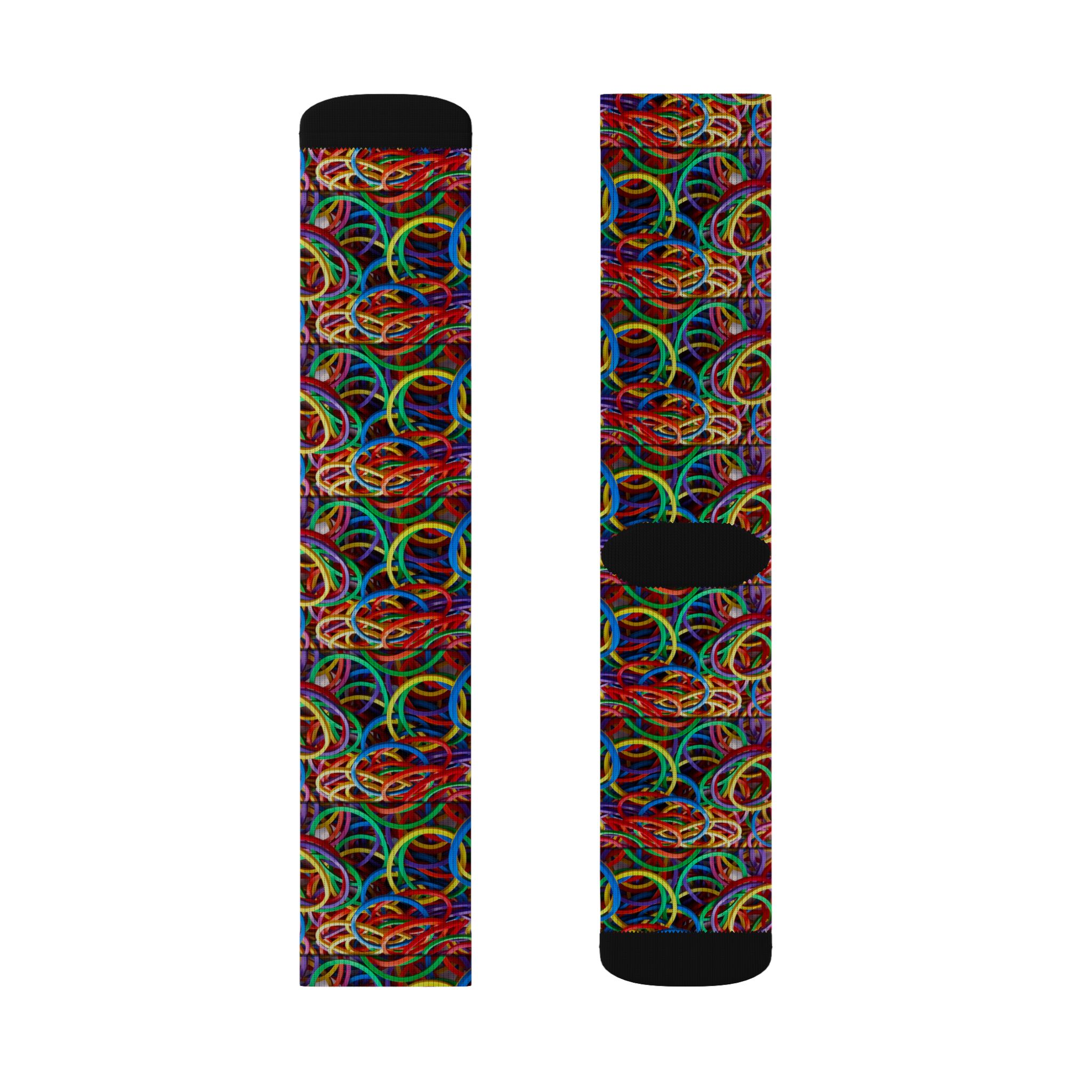 Neon Loop Crew Socks — Colorful Abstract Rainbow Sublimation Crew Socks (Fleece-Lined) - Image 4