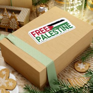 Free Palestine Sticker — Vertical Red, Green & Black Kiss-Cut Vinyl Decal