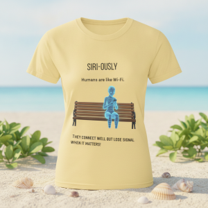 AI T-Shirt - "Siri-ously" Checked Out Robot (Exclusive Design)  Tech & Programmer Humor Graphic Tee